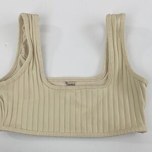 Montce Beige Ribbed bikini Top